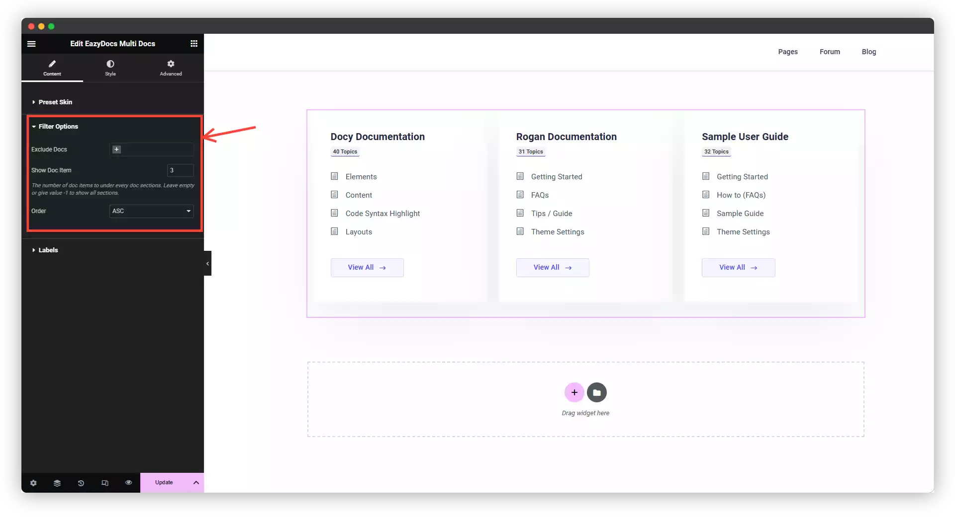 Configuring EazyDocs Multi Doc Widget