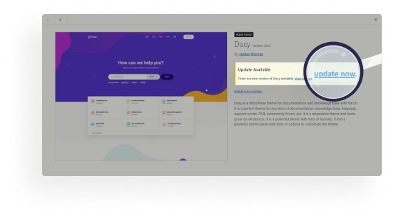 Auto update notice | WordPress Theme Update 