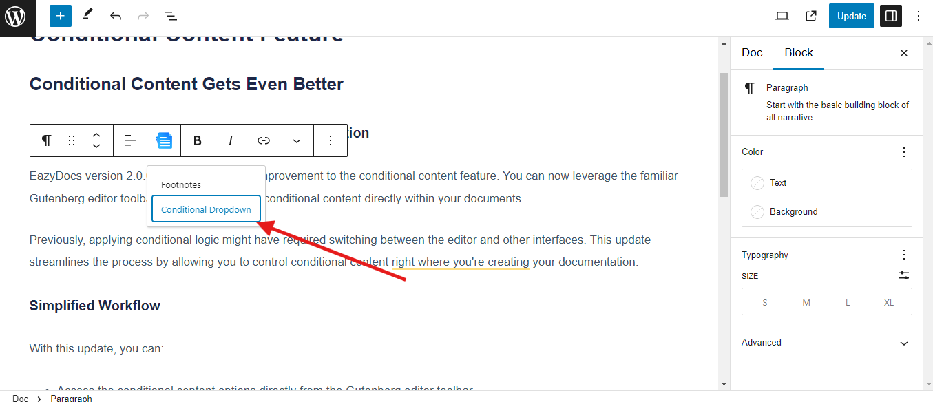 Conditional Content Feature