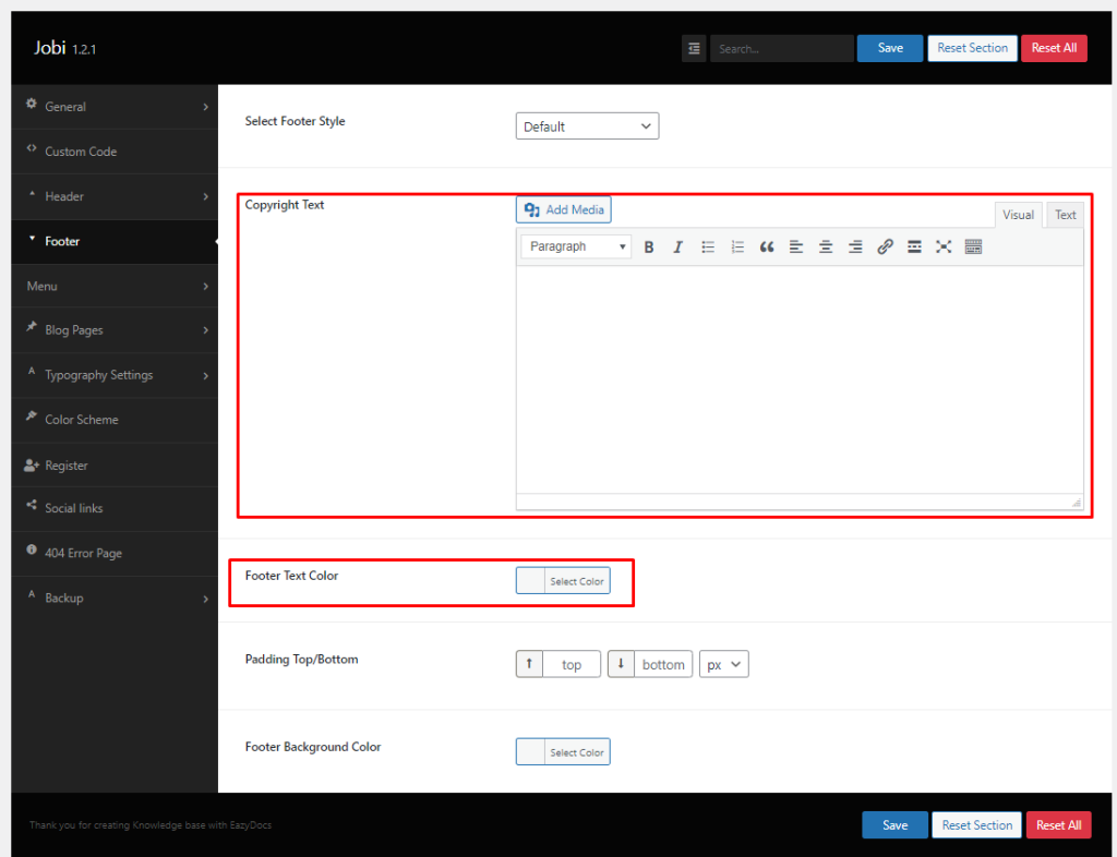 jobi-How To Edit The Footer 